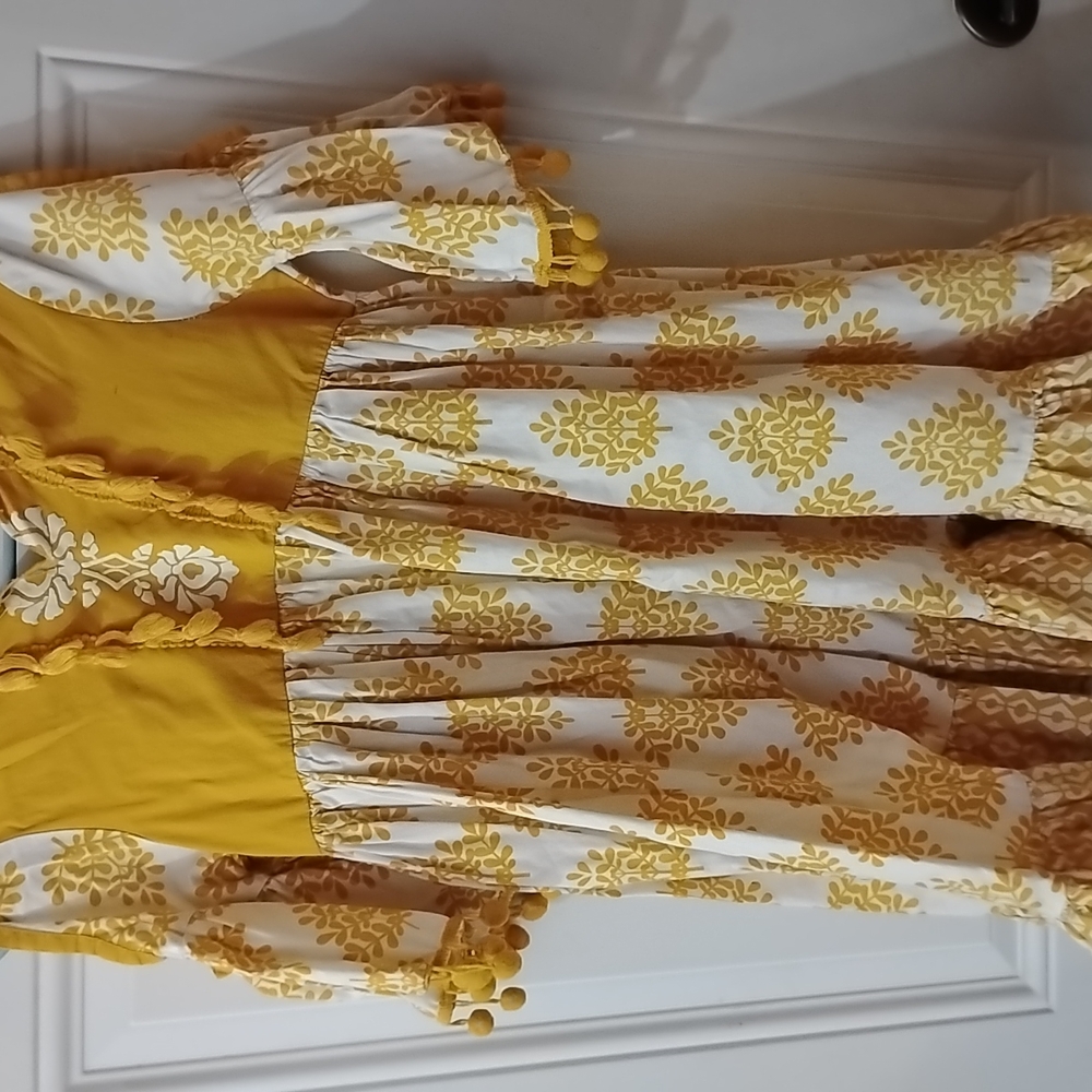 Jelly The Pug Yellow and White Casual Dress